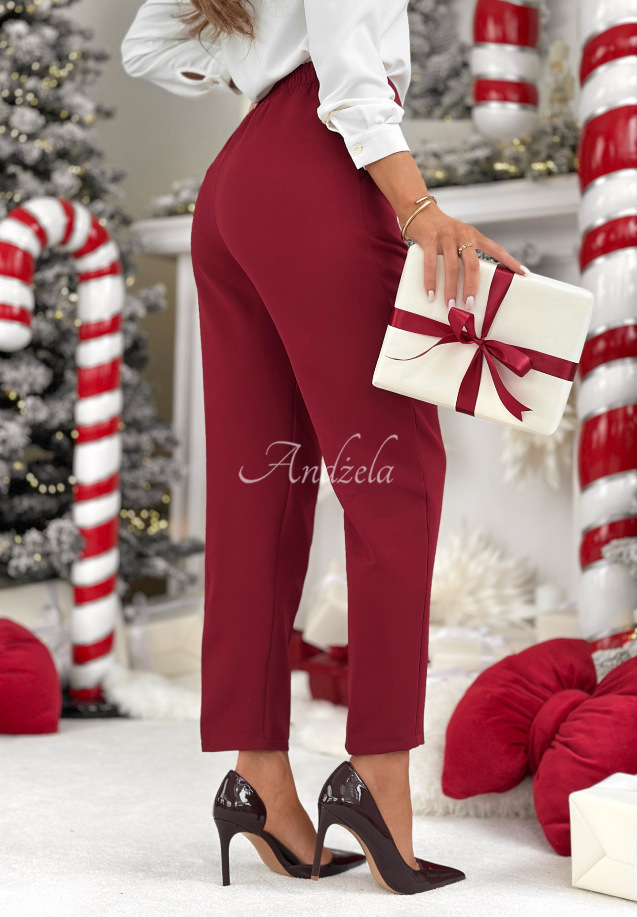 Cigaretové nohavice No Idea bordové