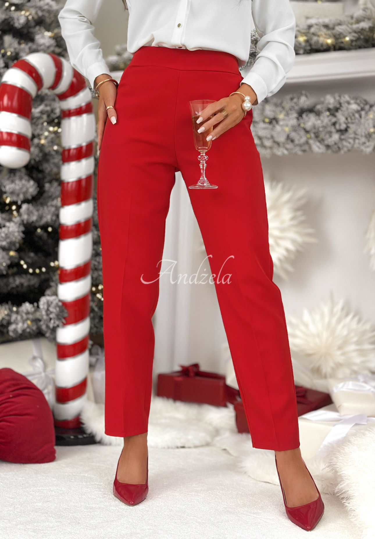 Cigaretové nohavice No Idea červené