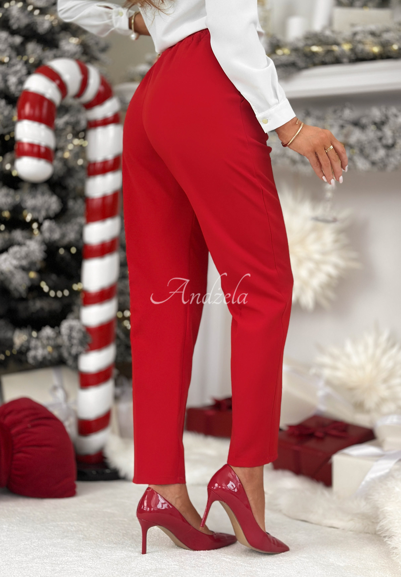 Cigaretové nohavice No Idea červené