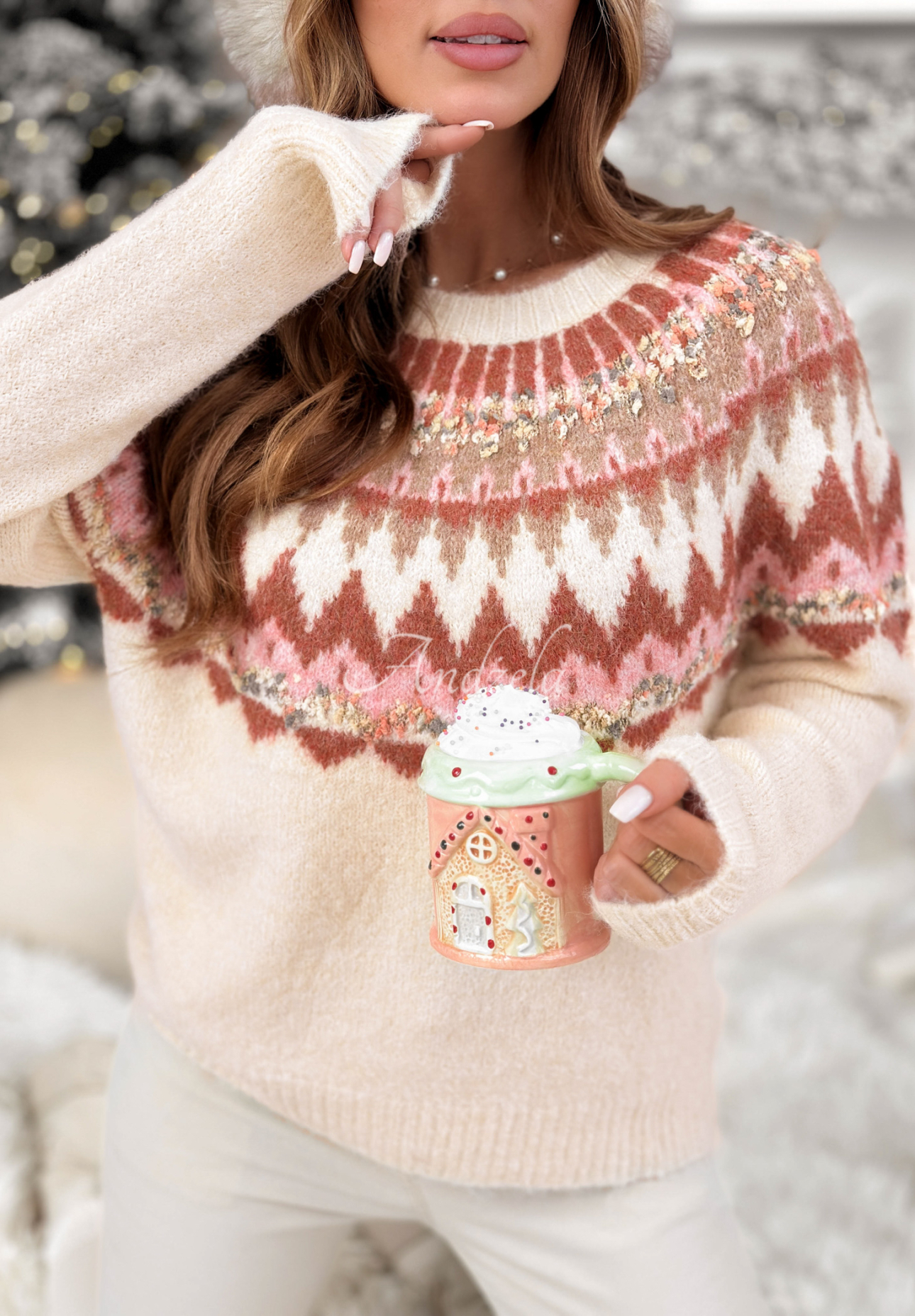 Sveter so vzormi Lone Pine svetlobéžový