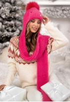 Čiapka z szalikiem balaclava Cold Season ružová