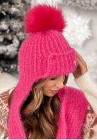 Čiapka z szalikiem balaclava Cold Season ružová
