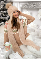 Čiapka z szalikiem balaclava Cold Season béžová