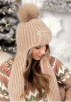 Čiapka z szalikiem balaclava Cold Season béžová