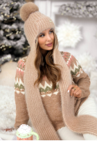 Čiapka z szalikiem balaclava Cold Season béžová