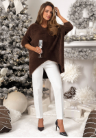 Sveter alpaka oversize Touches Heaven čokoládový