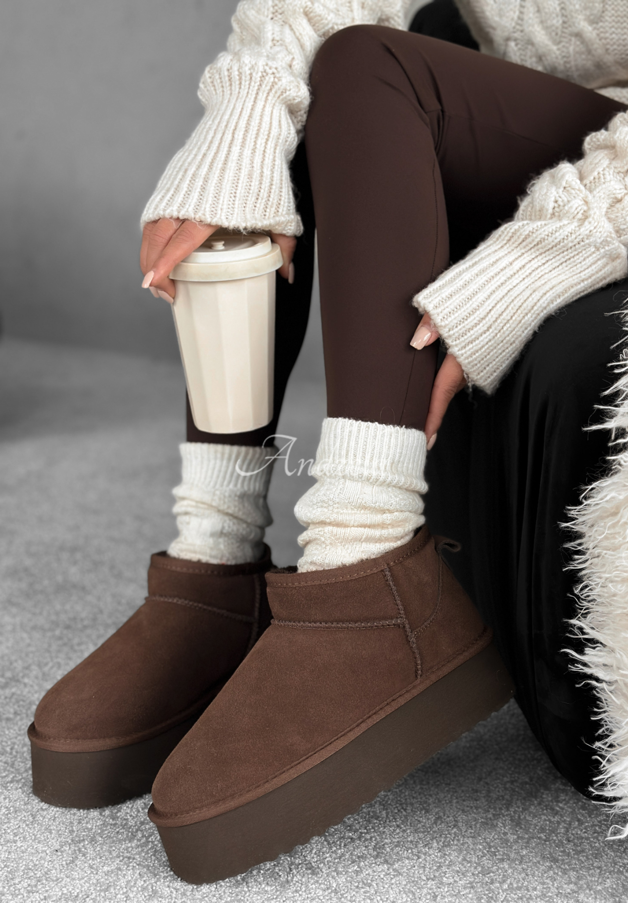 Semišové kotníkové snehule Jack Frost čokoládové