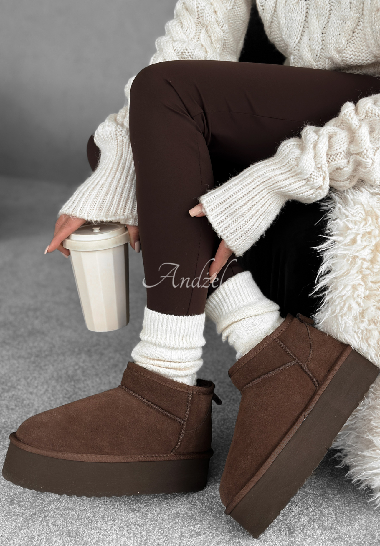 Semišové kotníkové snehule Jack Frost čokoládové