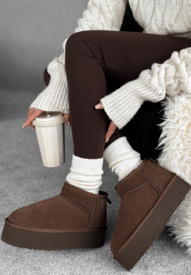 Semišové kotníkové snehule Jack Frost čokoládové