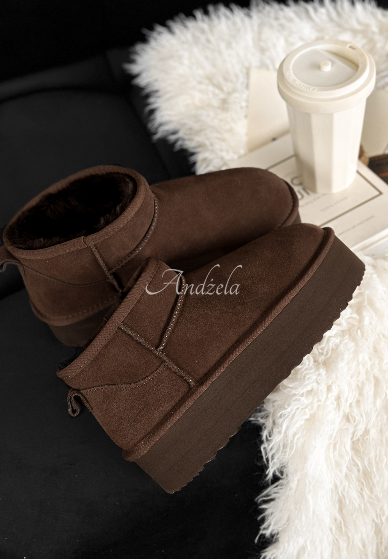 Semišové kotníkové snehule Jack Frost čokoládové