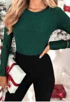 Błyszczące body ze stójką Really Simple fľašková zelená