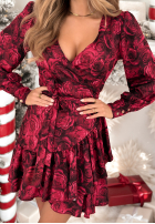 Kopertowa Šaty z bufkami w kwiaty Your Song bordová