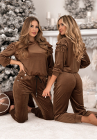 Welurowy Tepláková súprava z falbankami Just Two Of Us čokoládový