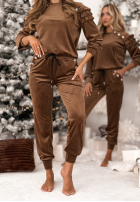 Welurowy Tepláková súprava z falbankami Just Two Of Us čokoládový