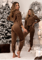 Welurowy Tepláková súprava z falbankami Just Two Of Us čokoládový