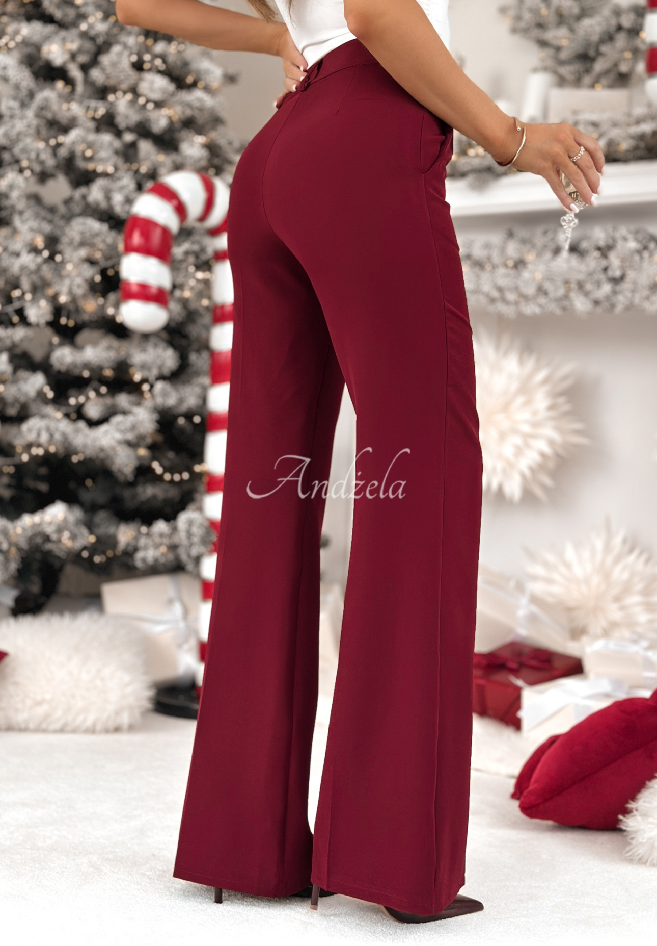 Súprava priliehavé sako a nohavice zvony Say My Name bordová