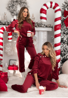 Welurowy Tepláková súprava z falbankami Just Two Of Us bordová