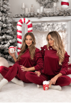 Welurowy Tepláková súprava z falbankami Just Two Of Us bordová