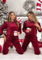 Welurowy Tepláková súprava z falbankami Just Two Of Us bordová