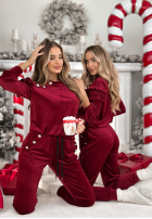 Welurowy Tepláková súprava z falbankami Just Two Of Us bordová