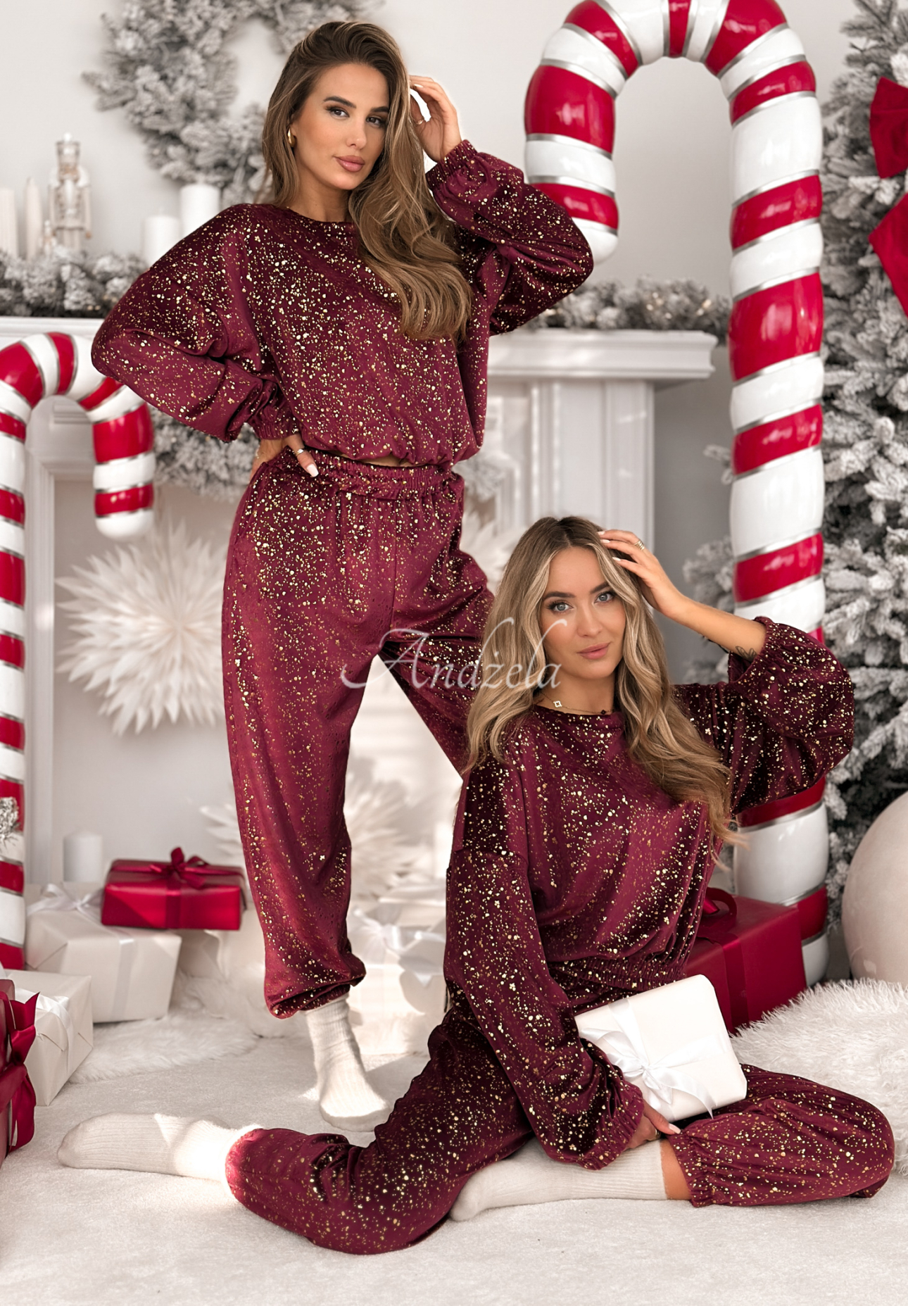 Velúrová súprava Gold Twilight bordová