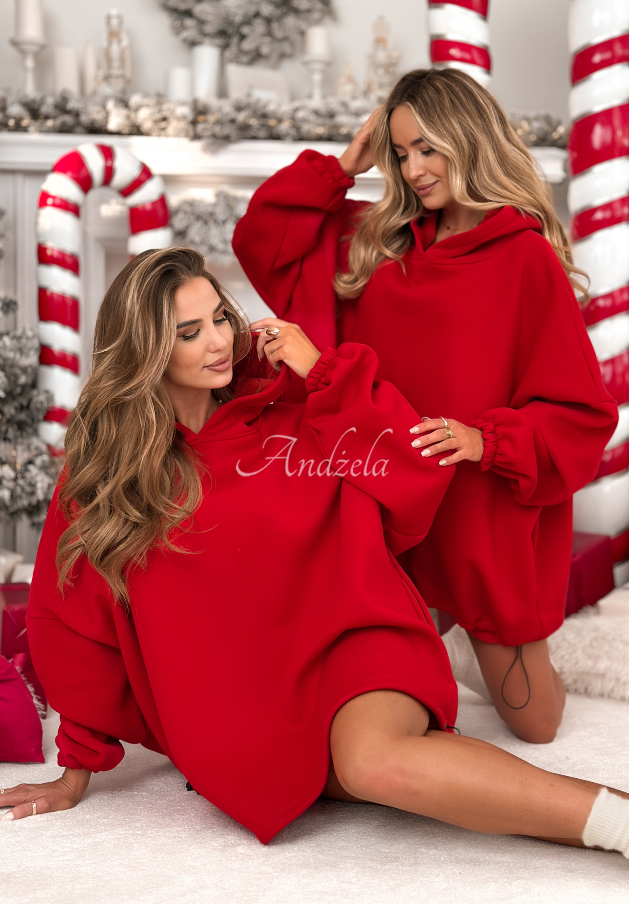 Dlhá mikina oversize s kapucňou Still Cute červená