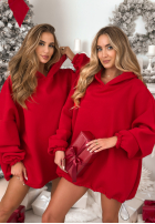 Dlhá mikina oversize s kapucňou Still Cute červená