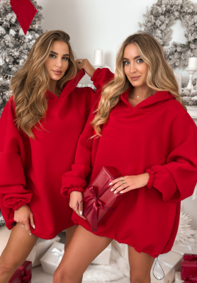 Dlhá mikina oversize s kapucňou Still Cute červená