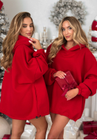 Šaty dresowa s kapucňou Still Cute červená