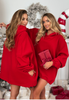 Šaty dresowa s kapucňou Still Cute červená