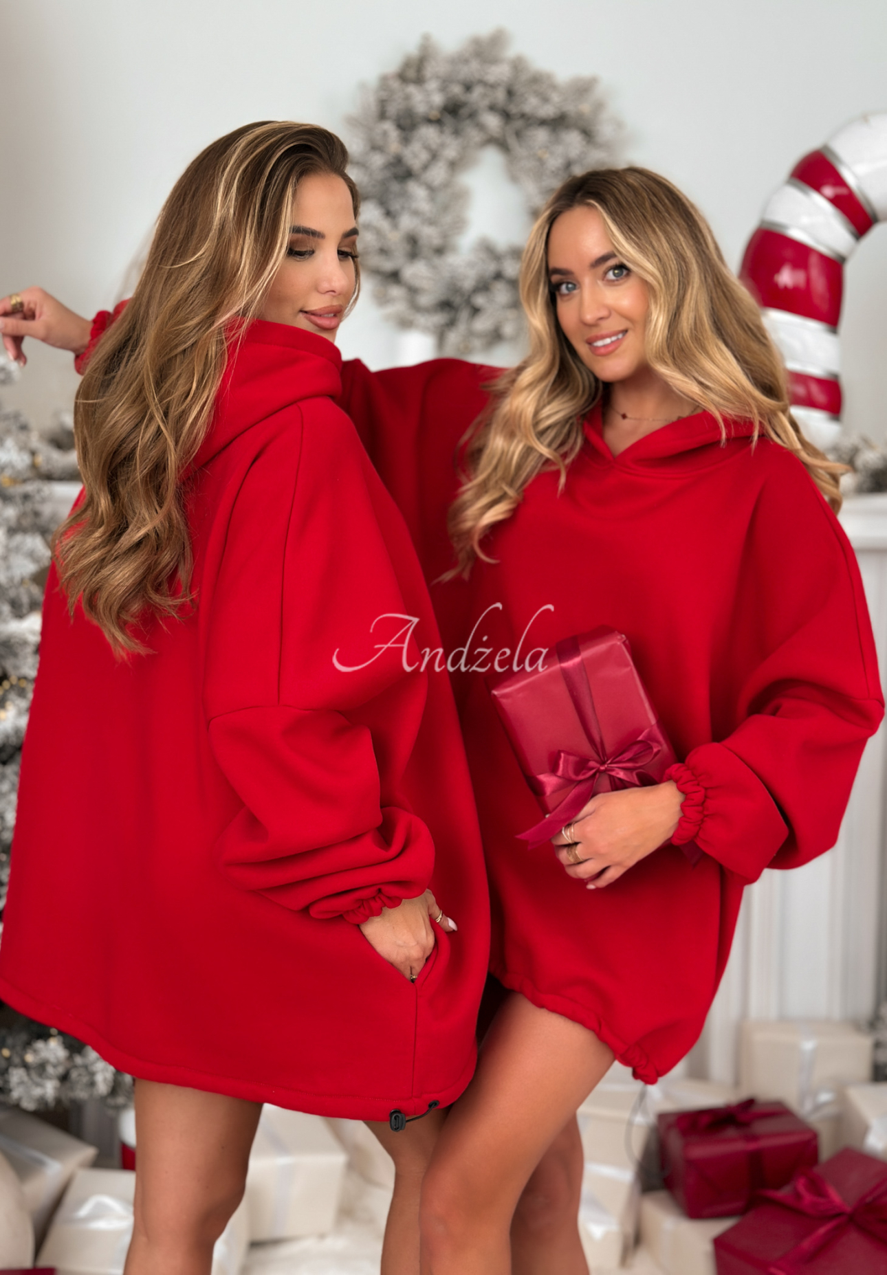 Dlhá mikina oversize s kapucňou Still Cute červená