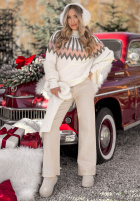 Vzorovaný Sveter z wełną Corta ecru