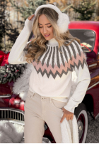 Vzorovaný Sveter z wełną Corta ecru