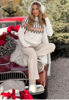 Vzorovaný Sveter z wełną Corta ecru