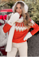 Vzorovaný Sveter z wełną Corta červený