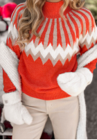 Vzorovaný Sveter z wełną Corta červený