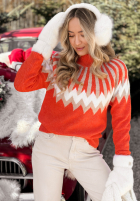 Vzorovaný Sveter z wełną Corta červený