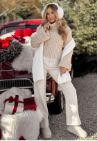 Krótki Sveter z golfem i wełną We Take Chances béžový