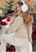 Krótki Sveter z golfem i wełną We Take Chances béžový