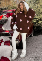 Sveter so širokými rukávmi s ružami Sweet Little Roses čokoládový