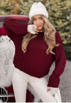 Ozdobnie pleciony Sveter Snuggle Weather bordová