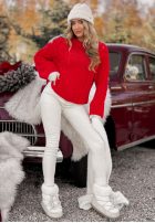 Ozdobnie pleciony Sveter Snuggle Weather červený