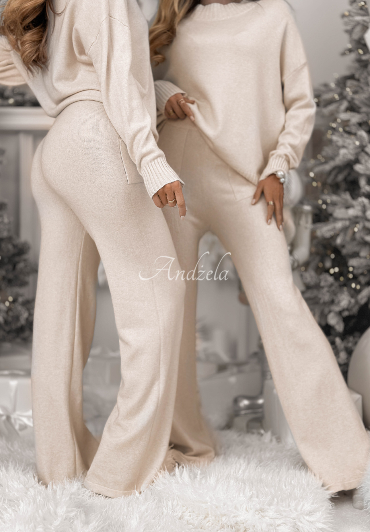 Pletená súprava sveter a nohavice s viskózou Peace Of Mind ecru