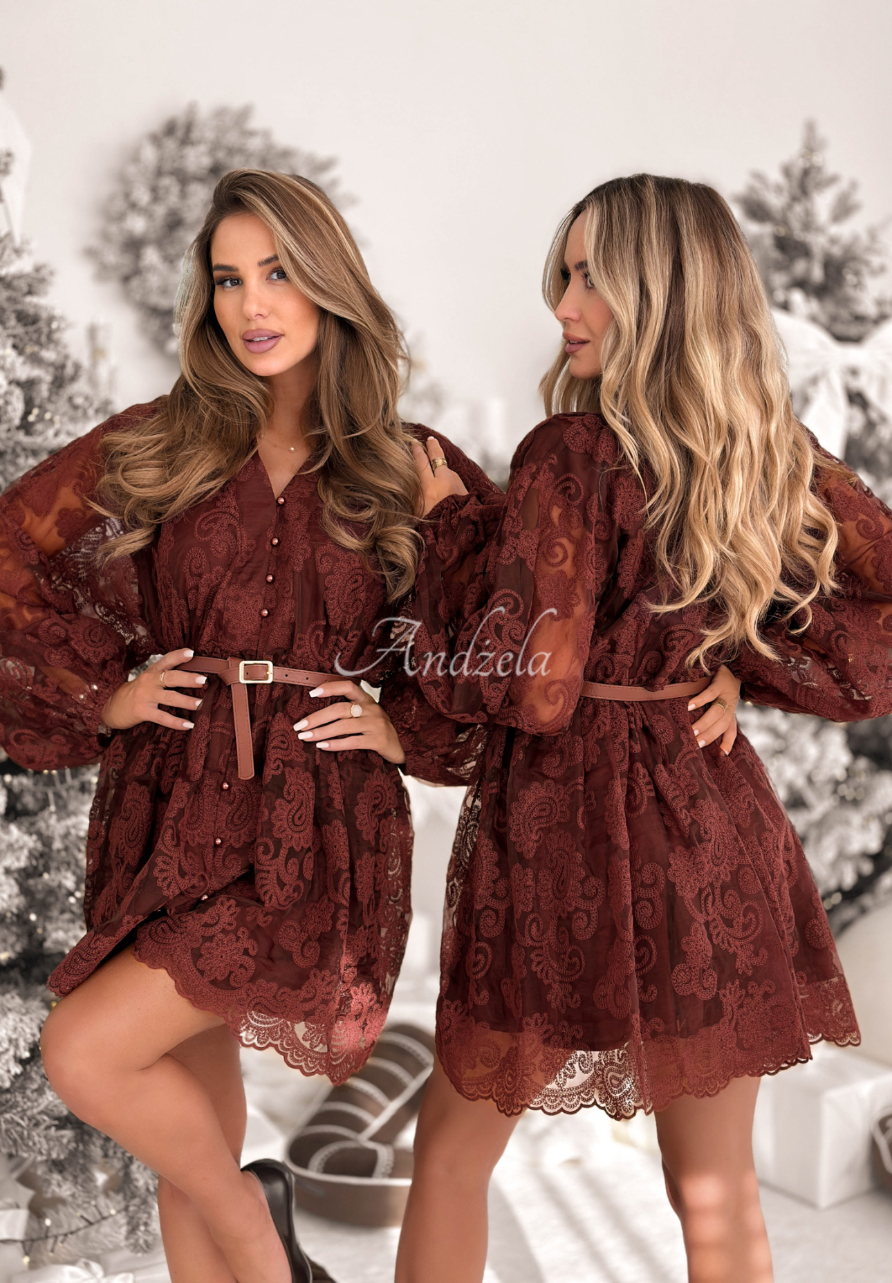 Čipkované šaty Falling For Me čokoládová