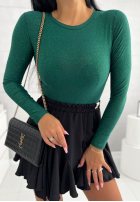 Błyszczące body ze stójką Really Simple fľašková zelená