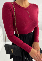 Błyszczące body ze stójką Really Simple bordové