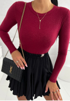 Błyszczące body ze stójką Really Simple bordové