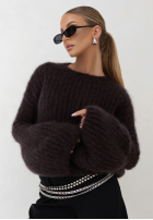 Moherowy Sveter z szerokimi rękawami Cocomore Cloudly čokoládový