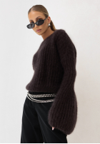 Moherowy Sveter z szerokimi rękawami Cocomore Cloudly čokoládový