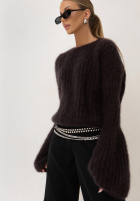 Moherowy Sveter z szerokimi rękawami Cocomore Cloudly čokoládový